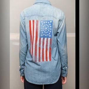 Mother don’t forget to party Frenchie or denim long sleeve shirt